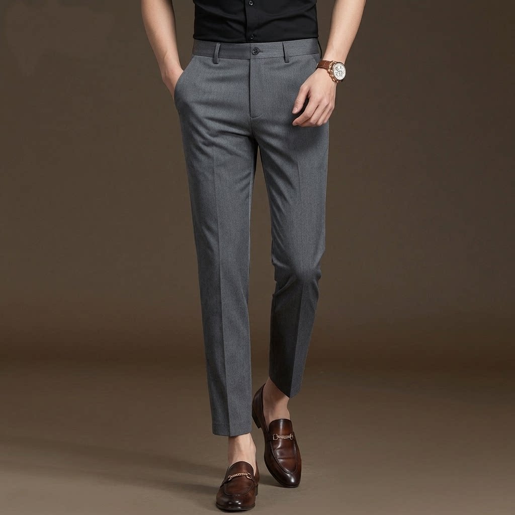 男裤子商务高端修身小脚西装春夏季薄款冰丝七分八分九分男士西裤