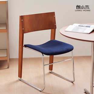 朗小木 中古设计师家用靠背椅子轻奢高级化妆椅实木麦古餐椅