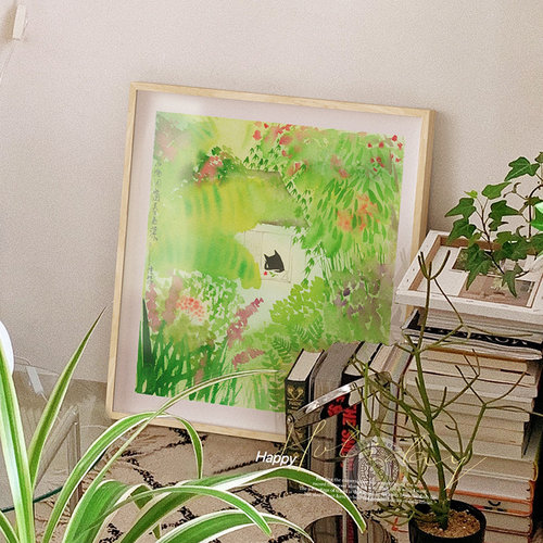 艺术家张乐陆原木奶油风卧室摆画