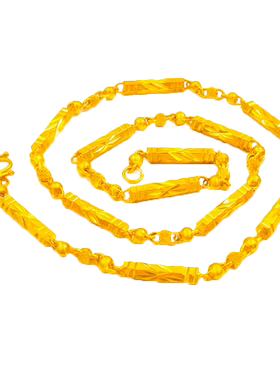 创缘镀黄金项链男竹节链子可刻字