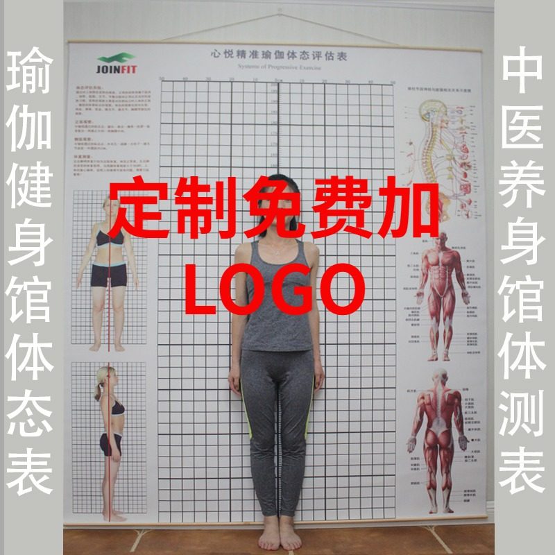 挂式版姿体态评估表身体评估图体壁纸瑜伽健身私教体位姿势体测表