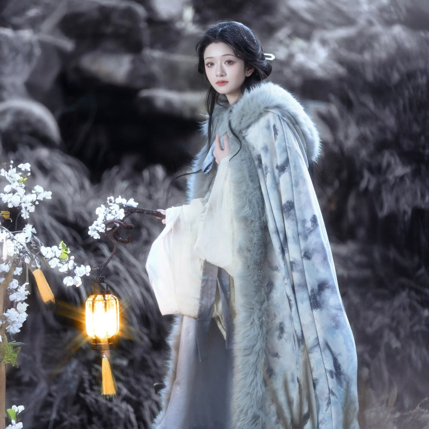 汉服斗篷女高级感古装大氅披风加绒加厚鹿皮绒双面保暖古风披肩冬,女装/女士精品,汉服上装,淘宝优惠券,粉丝福利购,淘宝优惠卷