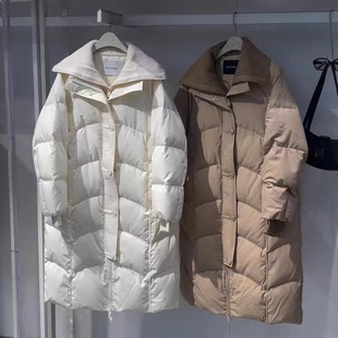 太平鸟女装2025冬新款可拆卸针织大翻领中长款羽绒服A1ACE4514G8