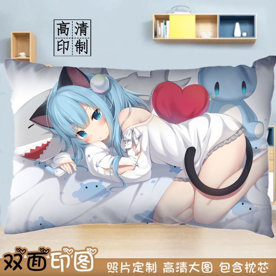 猫羽雫抱枕动漫可爱猫耳少女宿舍靠枕套床头二次元萝莉睡觉长枕头