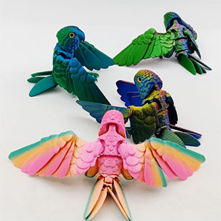 3D打印跨境热卖 饰摆件儿童玩具 仿真鹦鹉模型关节可动居家办公装