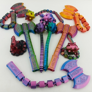 3D打印创意立体流星锤流星斧模型摆件可伸缩舞台道具儿童玩具