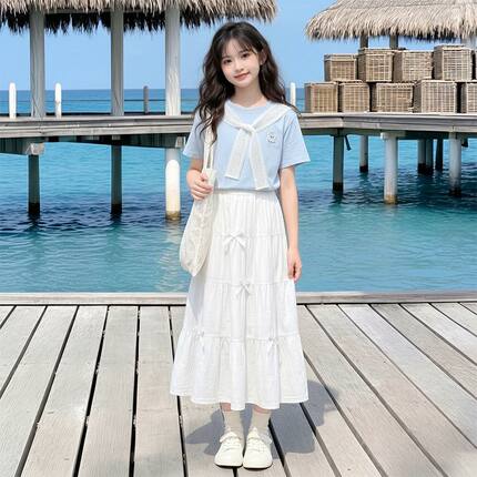 女童巨好看的公主裙子2026夏装新款女大童初中生漂亮学院风连衣裙