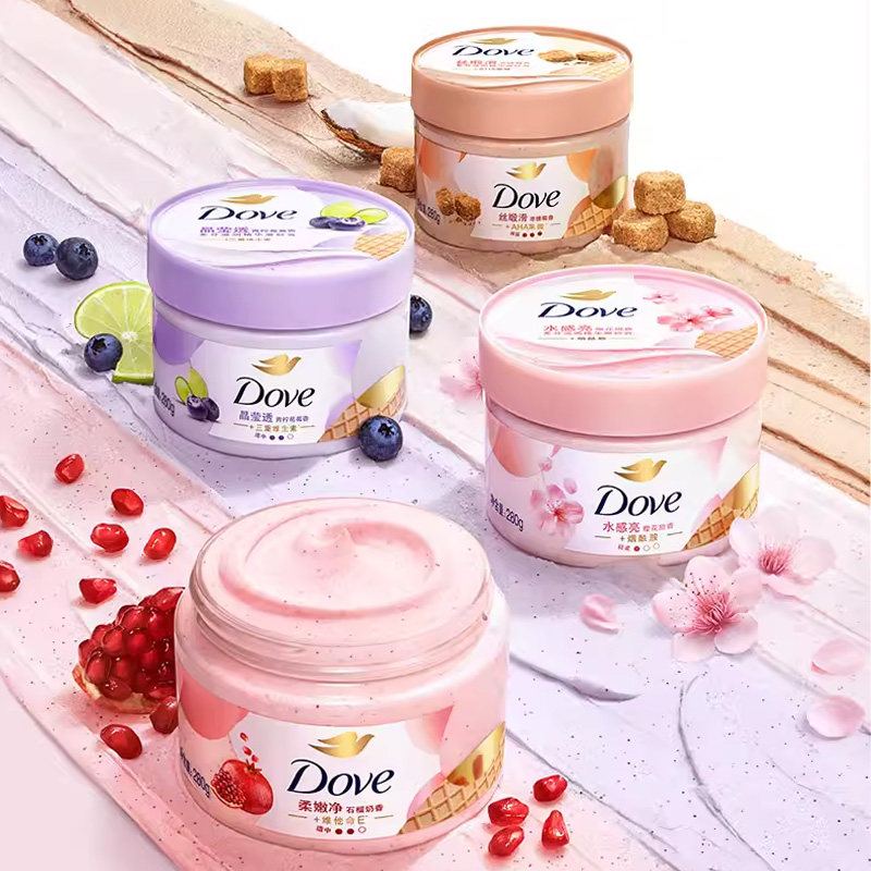Dove/多芬磨砂膏280g去角质乳霜石榴樱花椰香青柠保湿清洁肌肤