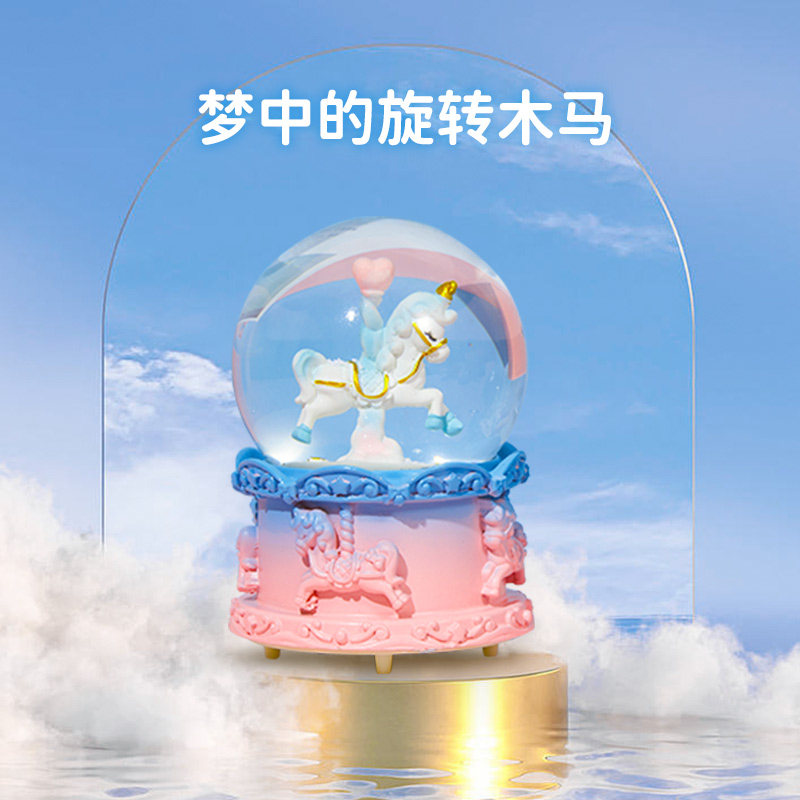 크리스탈 공 소녀 귀여운 걸리 하트 뮤직 박스 판타지 데스크탑 장식품 어린이 공주 선물 침실 장식