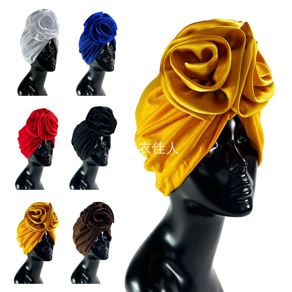 头巾帽子弹力花朵装饰欧美流行