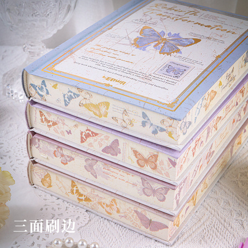联华银尘秘境系列A5精装手账彩边印花复古高颜值笔记本加厚硬壳记事本学生日记摘抄本送礼图片