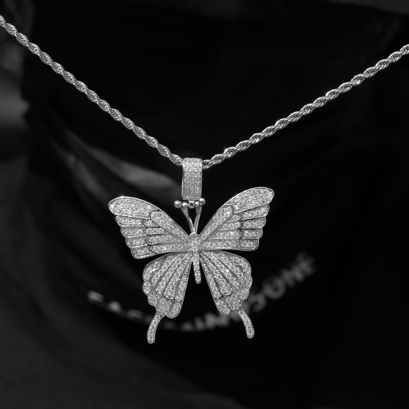 欧美嘻哈女蝴蝶吊坠男insdiy镶嵌