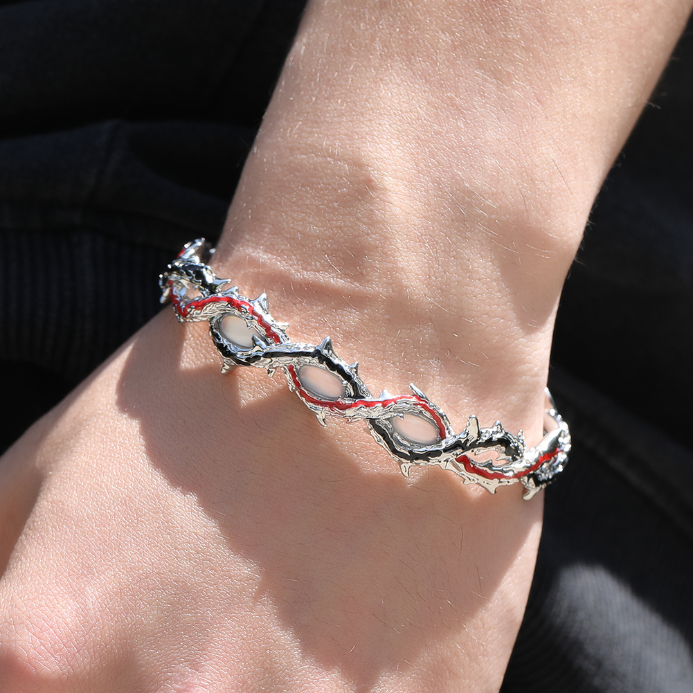 嘻哈荆棘寄生猫眼手镯手链彩色男个性小众轻奢抖音同款百搭街头女