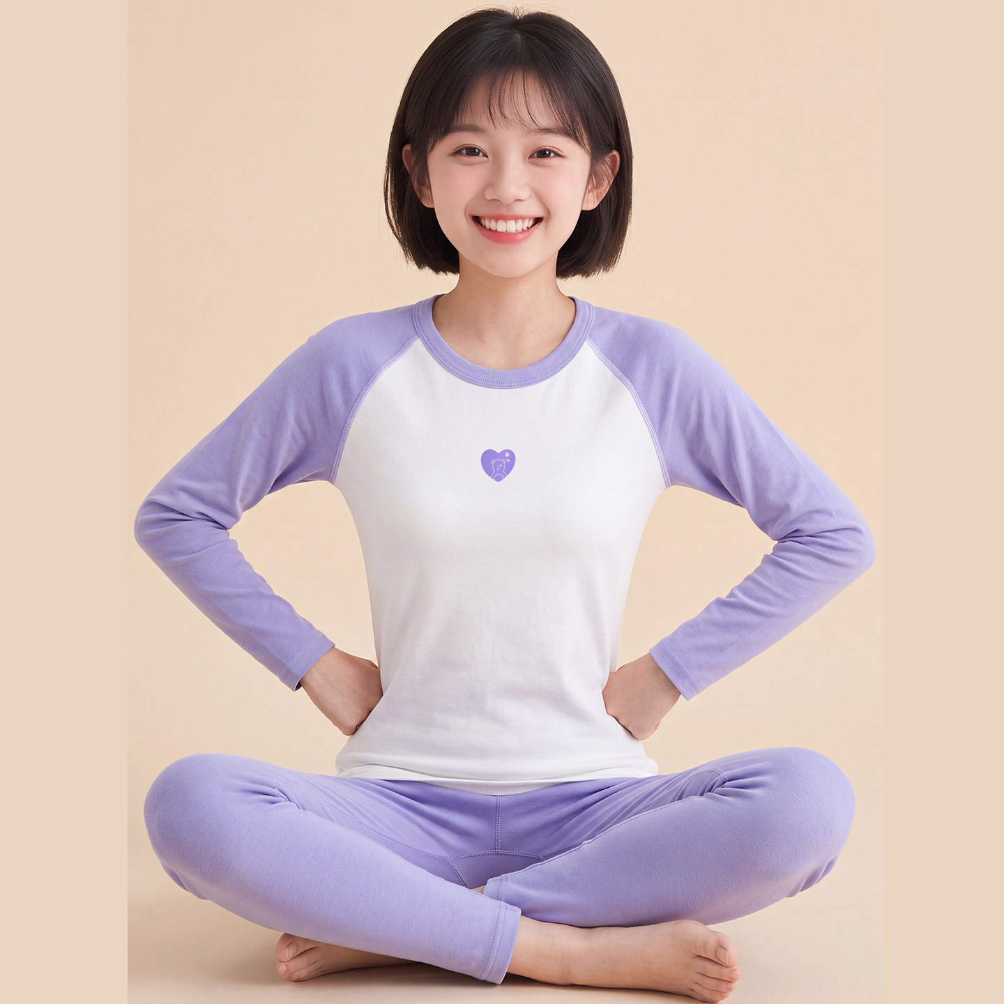 春秋新款儿童莱卡棉内衣套装中大童青少年女童秋衣秋裤棉毛衫