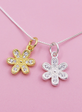 diy微镶锆石闪亮花瓣手链小吊坠