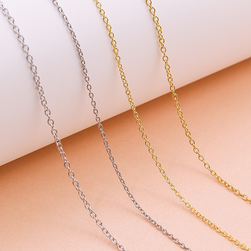 S925纯银珍珠十字链半成品DIY链条项链手链配链O字细链子银链条