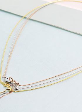 DIY进口定位珠路通纯银调节项链