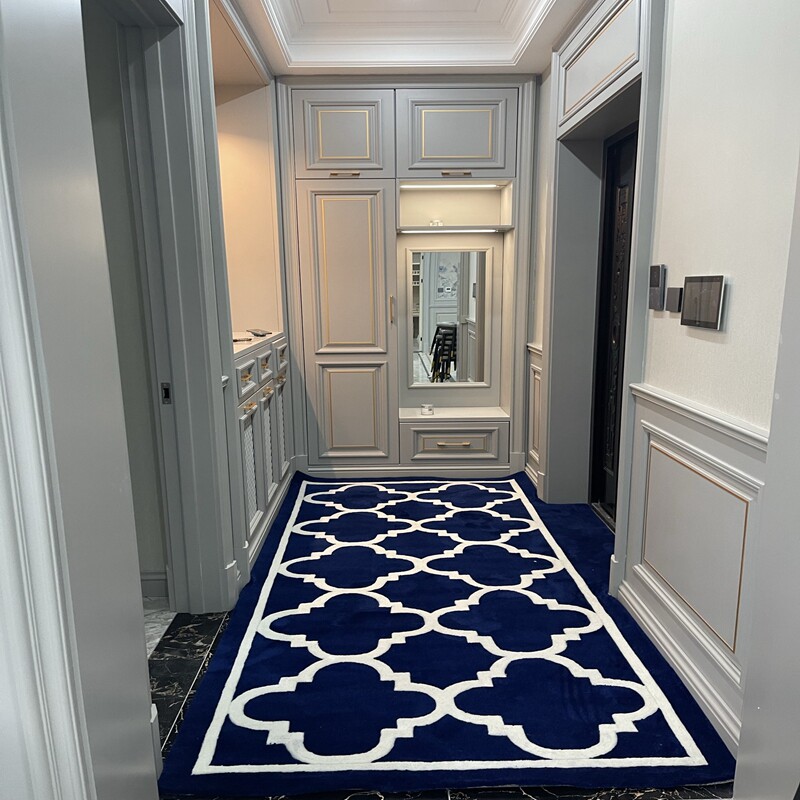 简约现代格子欧美轻奢客厅茶几卧室床边服装店手工地毯定制长方形