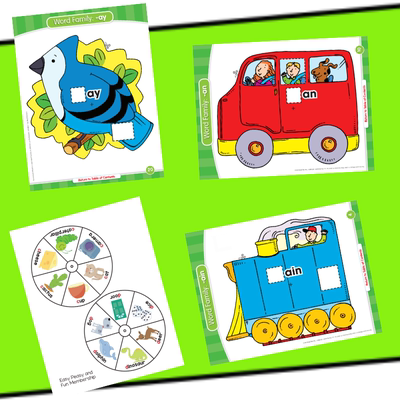 英语字母phonics自然拼读CVC单词卡片圆罗数字转盘diy教具电子版