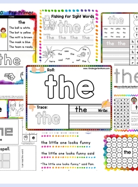 英语高频词练习册电子版sightwords阅读涂色短句子描写练习纸素材