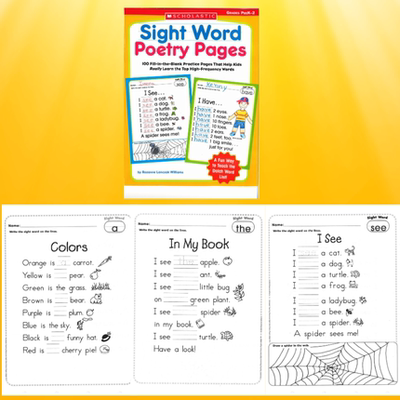 sightwords高频词填空韵律小诗歌描红练习题小学英语作业纸电子版