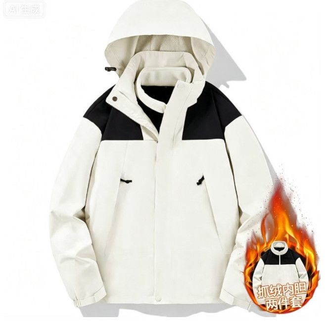 【清仓价】保暖防风登山服男士户外三合一冲锋衣可拆内胆夹克外套