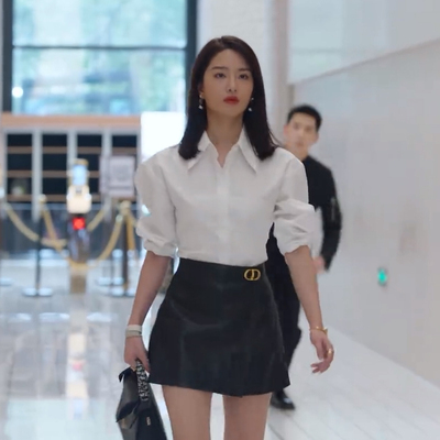 D家皮裙小香风高腰A字裙半身裙