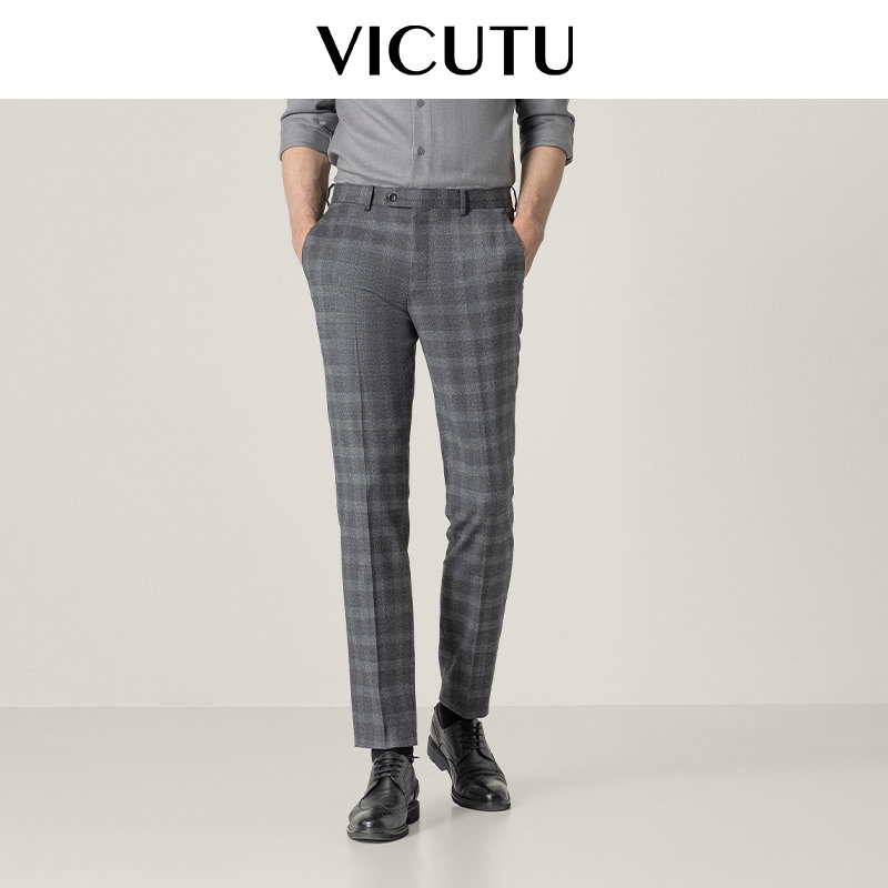 vicutu/威可多男士套格纹惠西裤