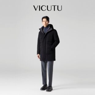 【反季清仓】鹅绒VICUTU威可多羽绒服春季舒适商务通勤中长款连帽