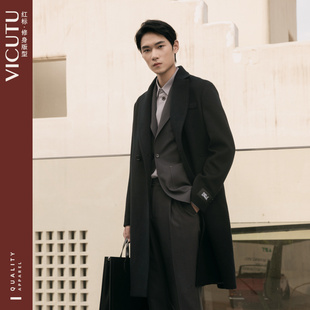 【反季清仓】VICUTU/威可多毛呢大衣亲肤时尚修身羊毛羊绒呢大衣