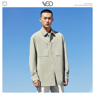 VGO男装精致休闲外套男时尚潮流轻工装夹克宽松外套 断码清仓