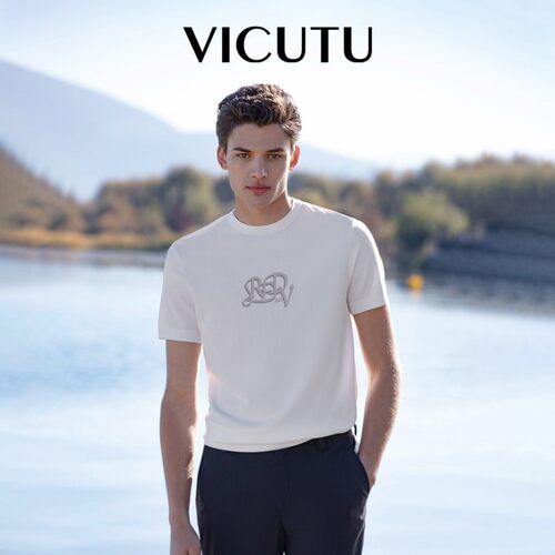 VICUTU威可多短袖针织衫男舒适凉爽商务休闲百搭打底圆领半袖T恤
