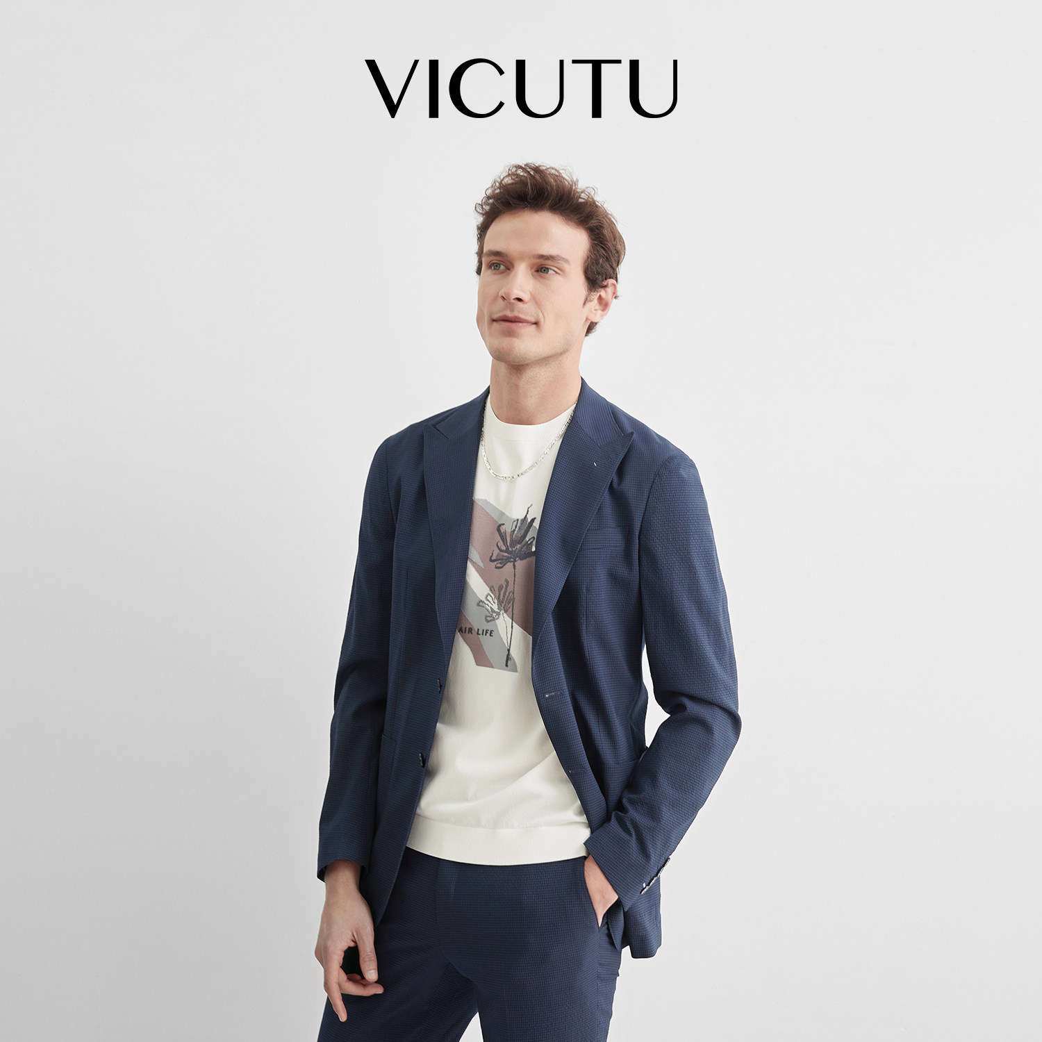 【清仓断码】VICUTU威可多男士单西服上衣羊毛材质商务西服外套图片