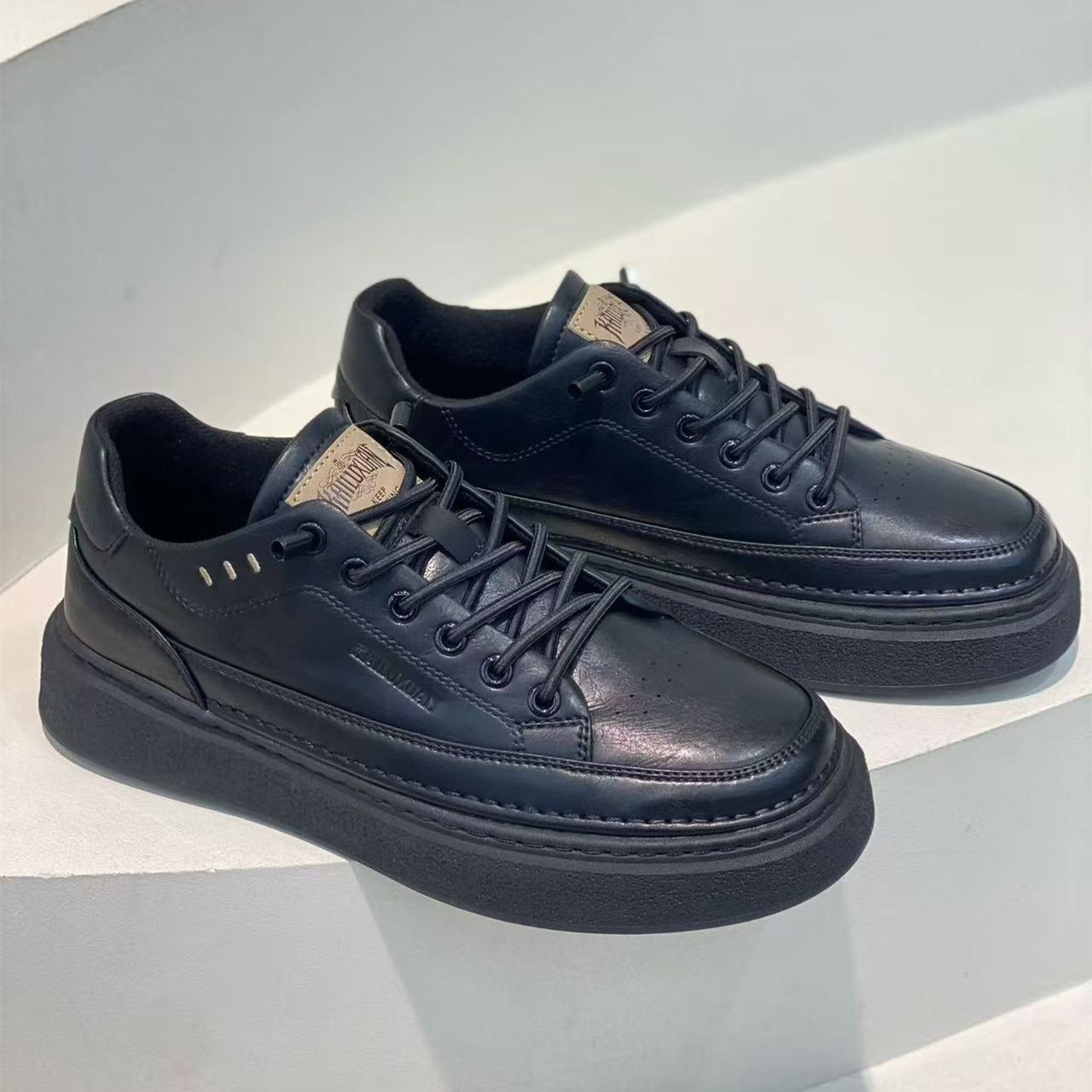 2025冬季加绒男士黑色皮鞋