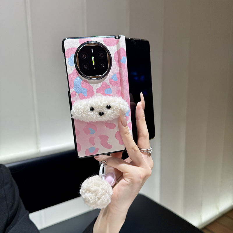 创意卡通支架适用华为matex7手机壳折叠屏电镀新款matax6典藏版外壳metex5套中轴保护高端皮纹metax3挂绳女款