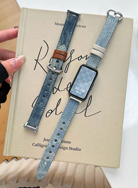 psnld适用华为手环10/9/8表带新款帆布牛仔华为手环7表带夏日男女生腕带band7高级感荣耀9手环7/6nfc智能表带