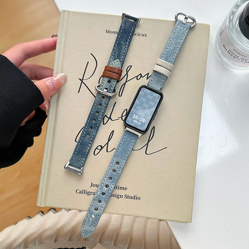 psnld适用华为手环8表带帆布牛仔