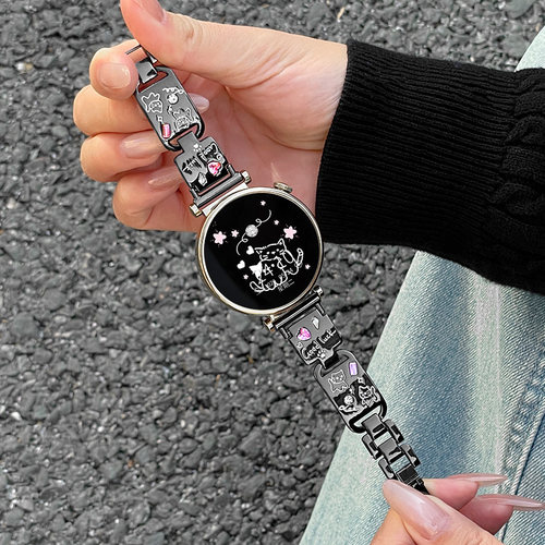 适用oppo watch x2mini手表带可爱小猫彩钻OPPO手表watchX2表带夏天女款4Pro运动3pro智能se高级感时尚