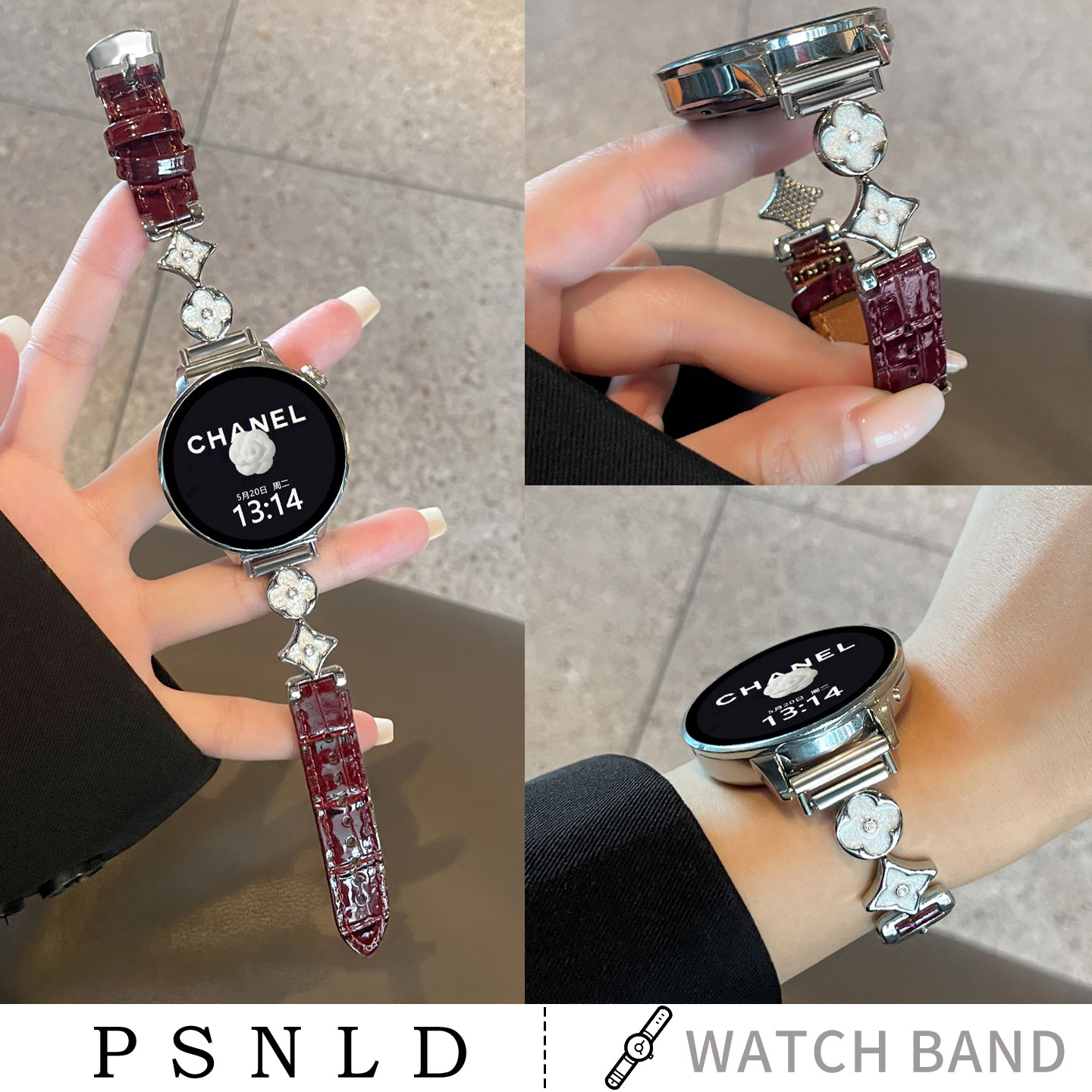 华为gt6表带老花竹节纹皮psnld