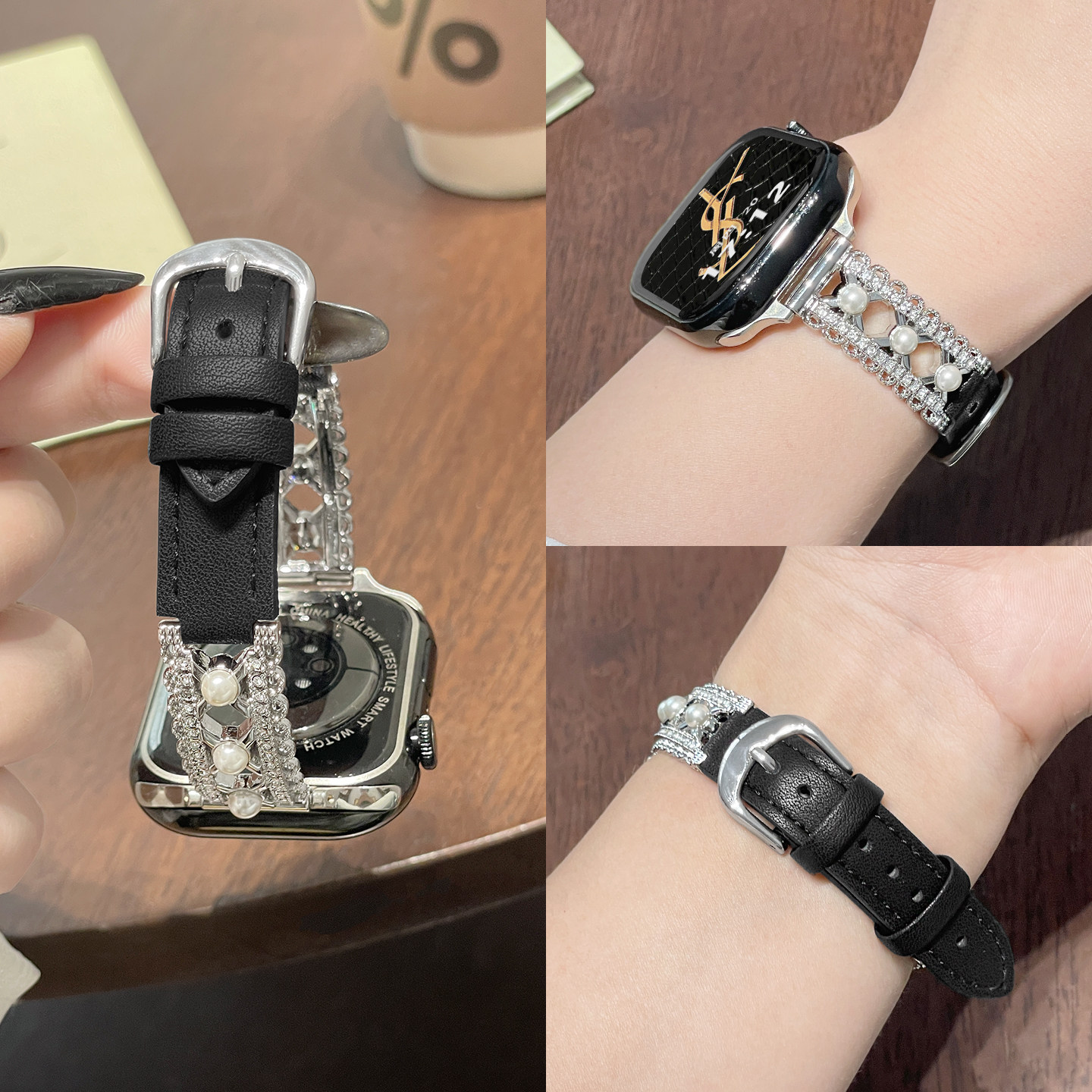 适用华为fit5手表带女款花边珍珠拼皮华为watchfit4表带新款夏季fit3智能运动腕带高级感pro女生精致new高端
