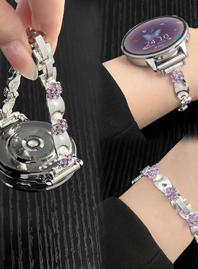 适用oppo手表watchx2mini表带女士丝绒花朵链3/4pro智能运动X2女表替换腕带watch2/1手表时尚高颜值46mm