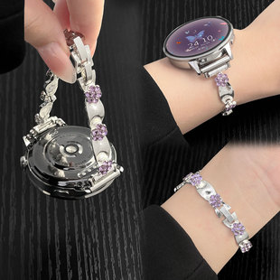 高颜值46mm 1手表时尚 适用oppo手表watchx2mini表带女士丝绒花朵链3 4pro智能运动X2女表替换腕带watch2