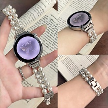 适用OPPO手表watchX2mini表带新款十字钻珍珠链oppowatch4pro手表链夏天女士高级watch2/1替换手表配件