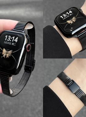 适用华为fit4手表带金属小蛮腰表链华为watch fit3表带竹节卡扣fit4pro智能fitnew运动替换腕带高级感时尚