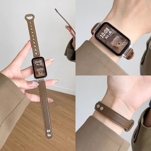 适用红米手环3/2腕带redmi3手环2表带皮质女生小米智能运动手环Redmi二代手腕带个性潮创意手表带配件男女生