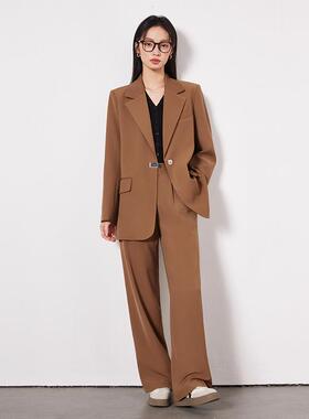 女跨境新款红色毛套装英伦风西服外GDX1356/套呢/直筒裤秋两件套