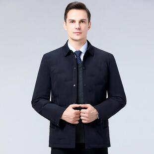 季新冬款羽绒服男款休翻领中82-F年男装商务短夹克羽绒外套闲上衣
