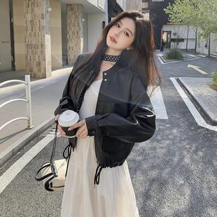 米白色夹克ZAN9250Z皮女衣季新款个子宽松休闲皮百小搭爆款外套潮
