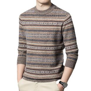 22089-YA冬季新款士毛衣年高档厚款时男尚修中身羊毛绒衫提花圆领