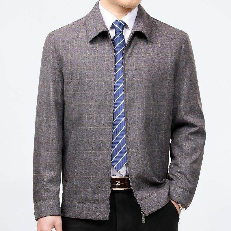 秋季新羊毛茄中年款男士外套休闲子2307-230男式克免烫格抗皱男装,男装,夹克,淘宝优惠券,粉丝福利购,淘宝优惠卷